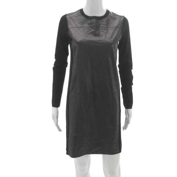Vince Dresses & Skirts - Vince Womens Shift Dress Black Wool Long Sleeve Size XS